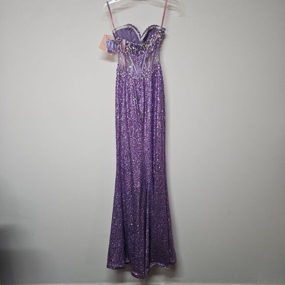 NWT Blush Prom Sequin Prom Dress Size 00 - Picture 6 of 12
